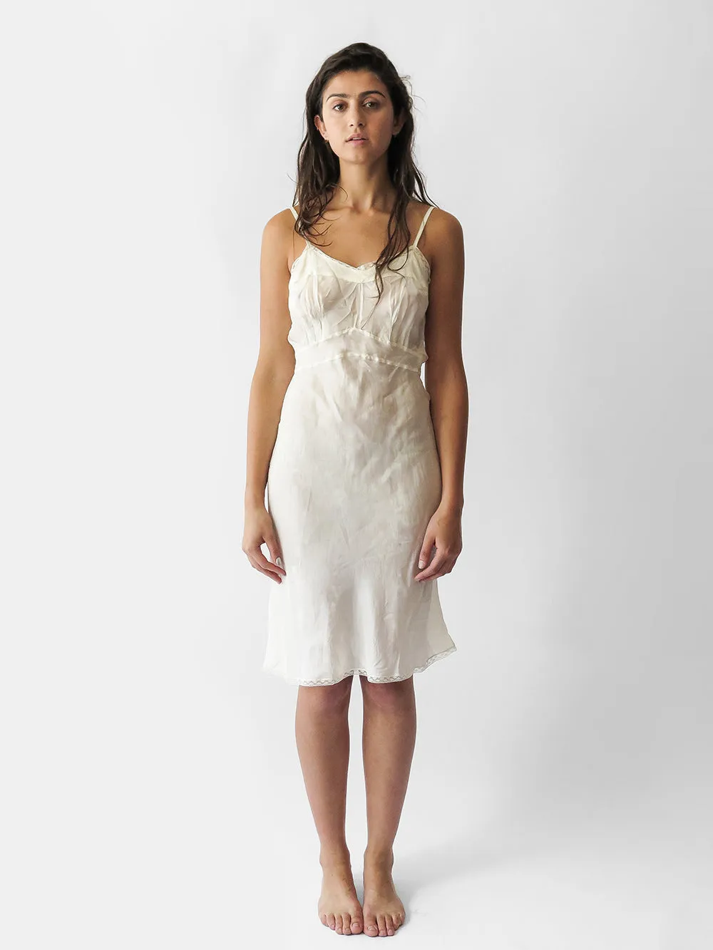 Lola Silk Slip Dress in Ivory