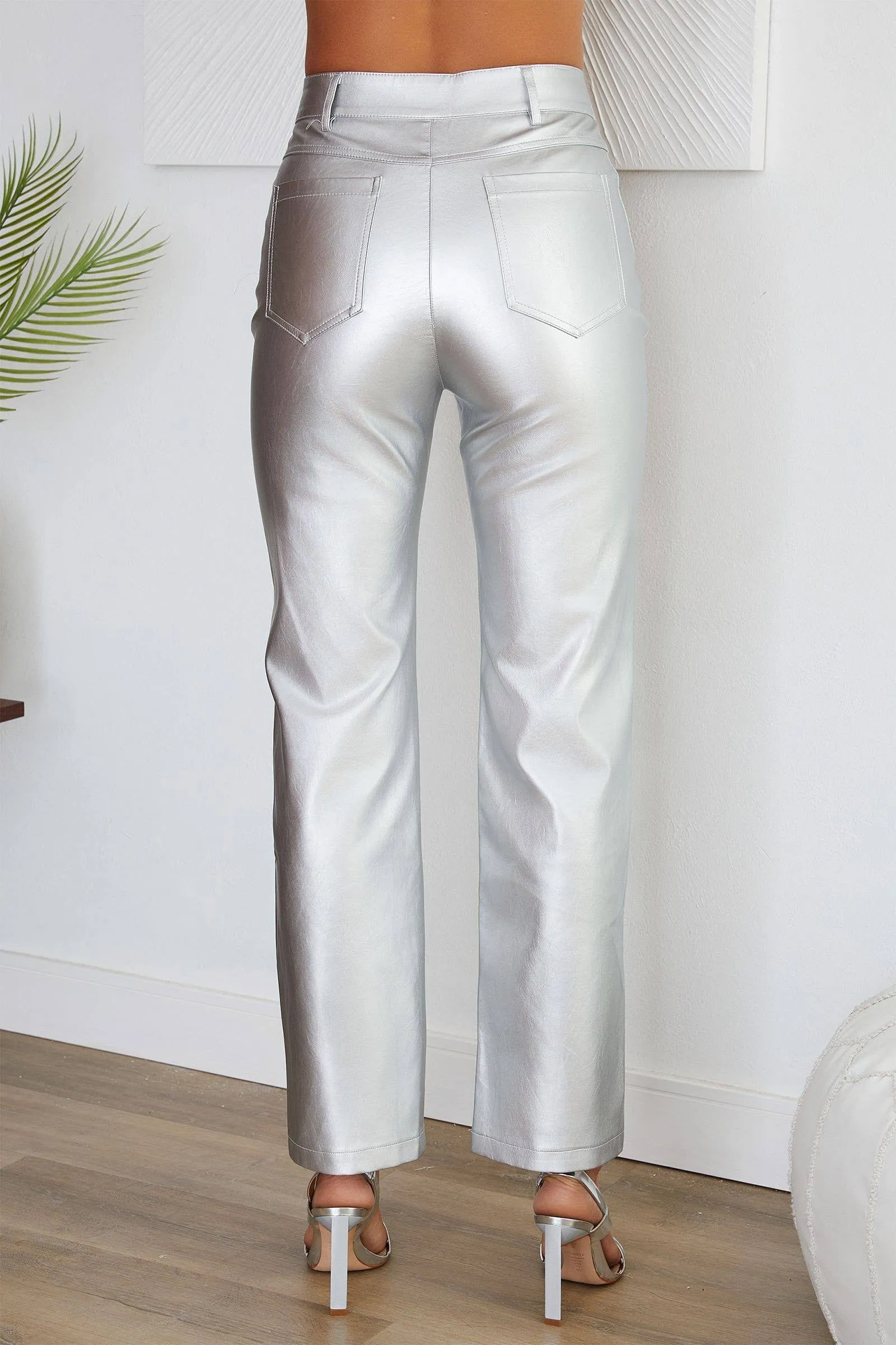 Luna Silver Vegan Leather Pants