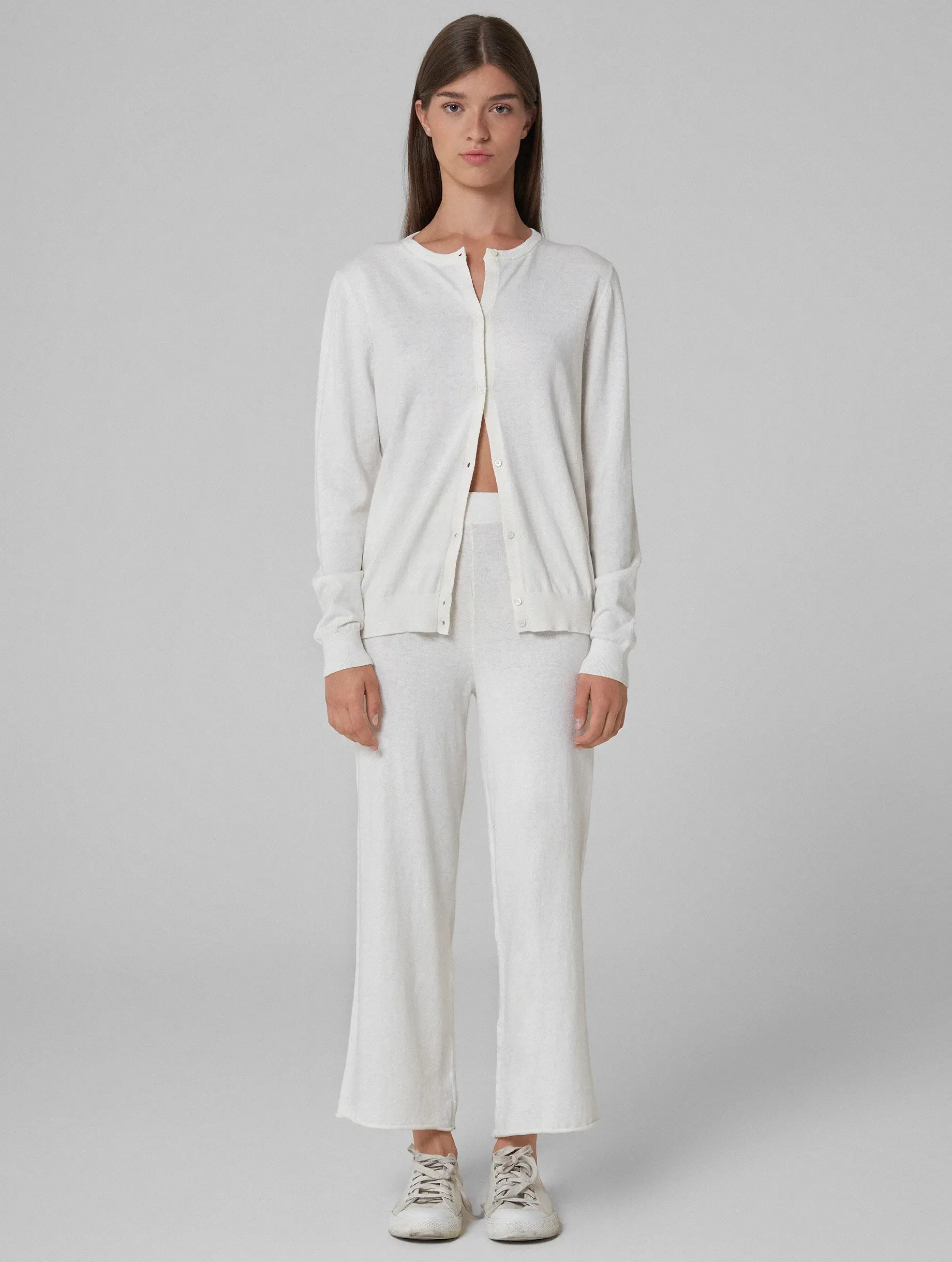 MALIKA Cropped knitted pants white