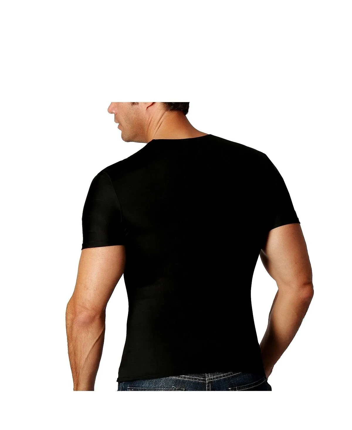 Men's Insta Slim Short Sleeve V-Neck Compression T-Shirt Instaslim ,  black