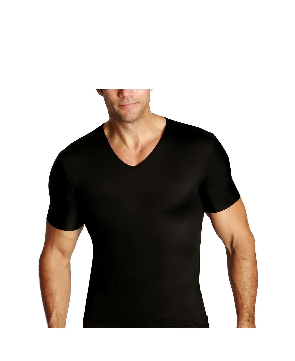 Men's Insta Slim Short Sleeve V-Neck Compression T-Shirt Instaslim ,  black