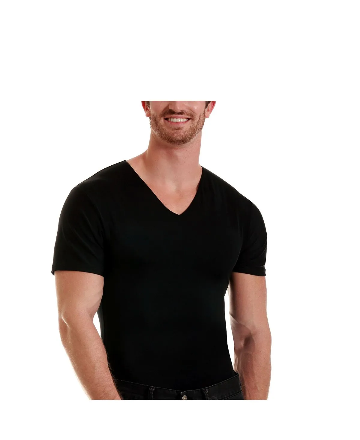 Men's Insta Slim Short Sleeve V-Neck Compression T-Shirt Instaslim