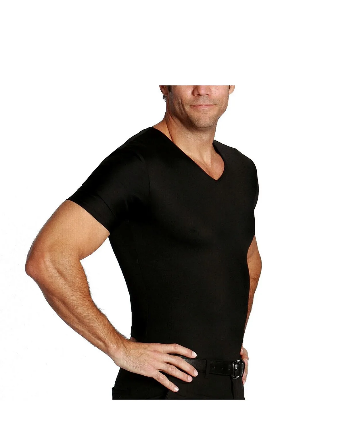 Men's Insta Slim Short Sleeve V-Neck Compression T-Shirt Instaslim