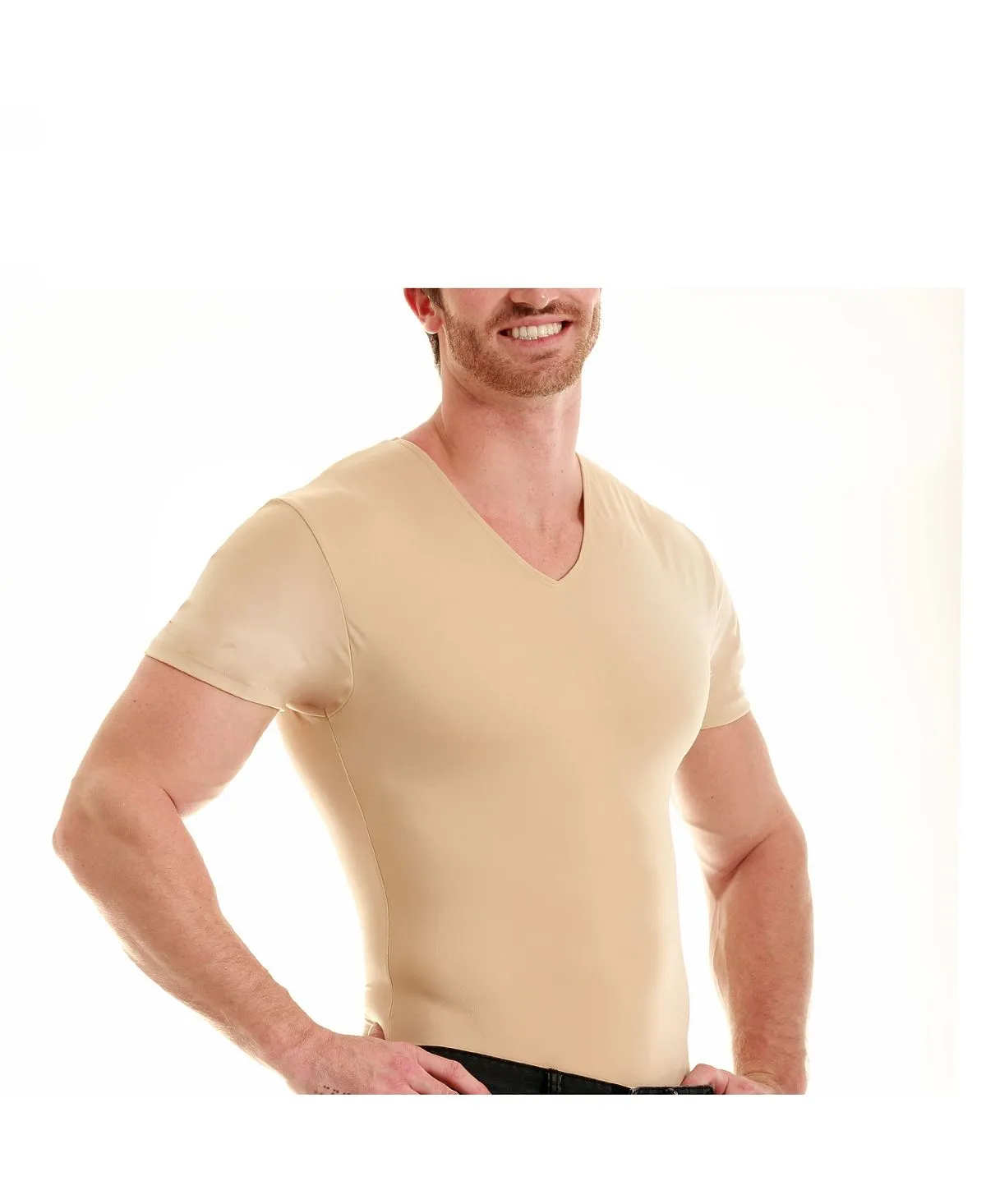 Men's Insta Slim Short Sleeve V-Neck Compression T-Shirt Instaslim