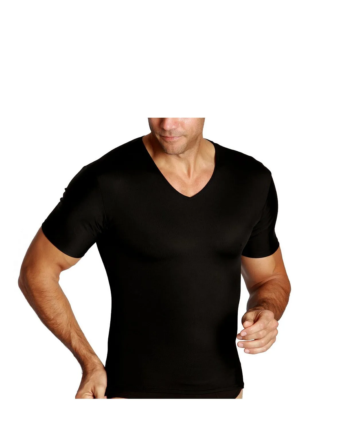 Men's Insta Slim Short Sleeve V-Neck Compression T-Shirt Instaslim