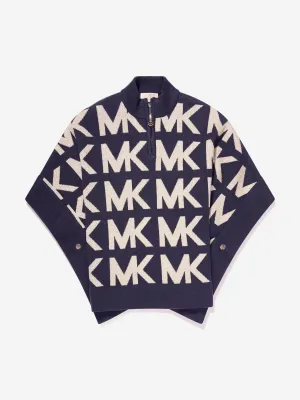 Michael Kors Girls Knitted Cape in Navy