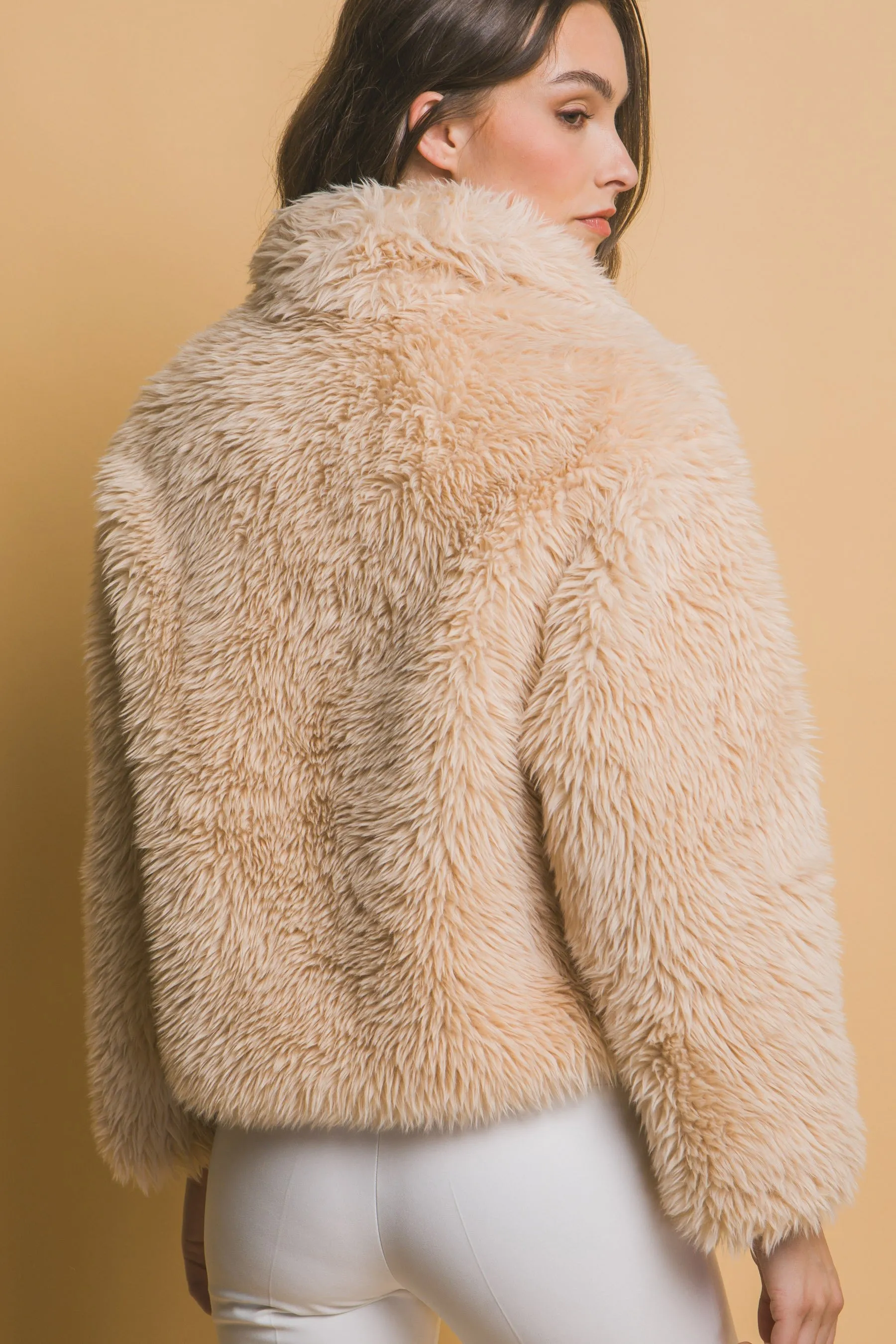 Mid Waist Faux Fur Coat