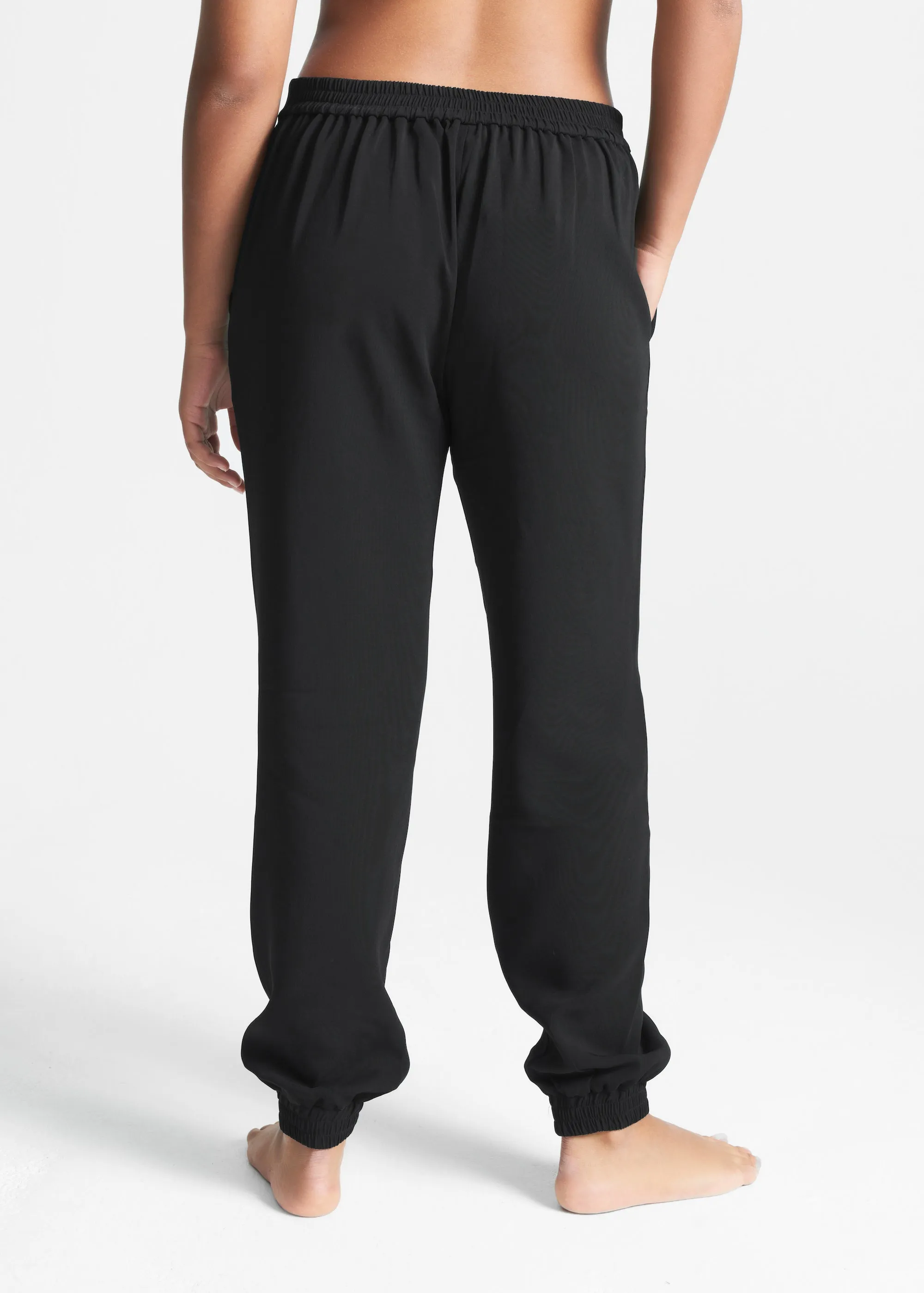 Moscow Elasticated Cuff Trouser Black Viscose Crepe