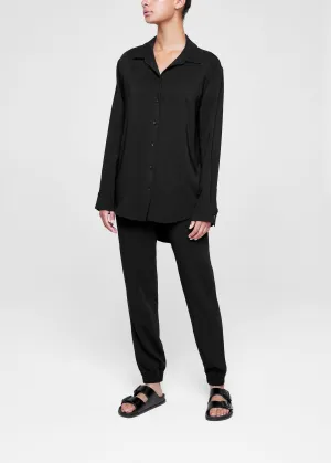 Moscow Elasticated Cuff Trouser Black Viscose Crepe