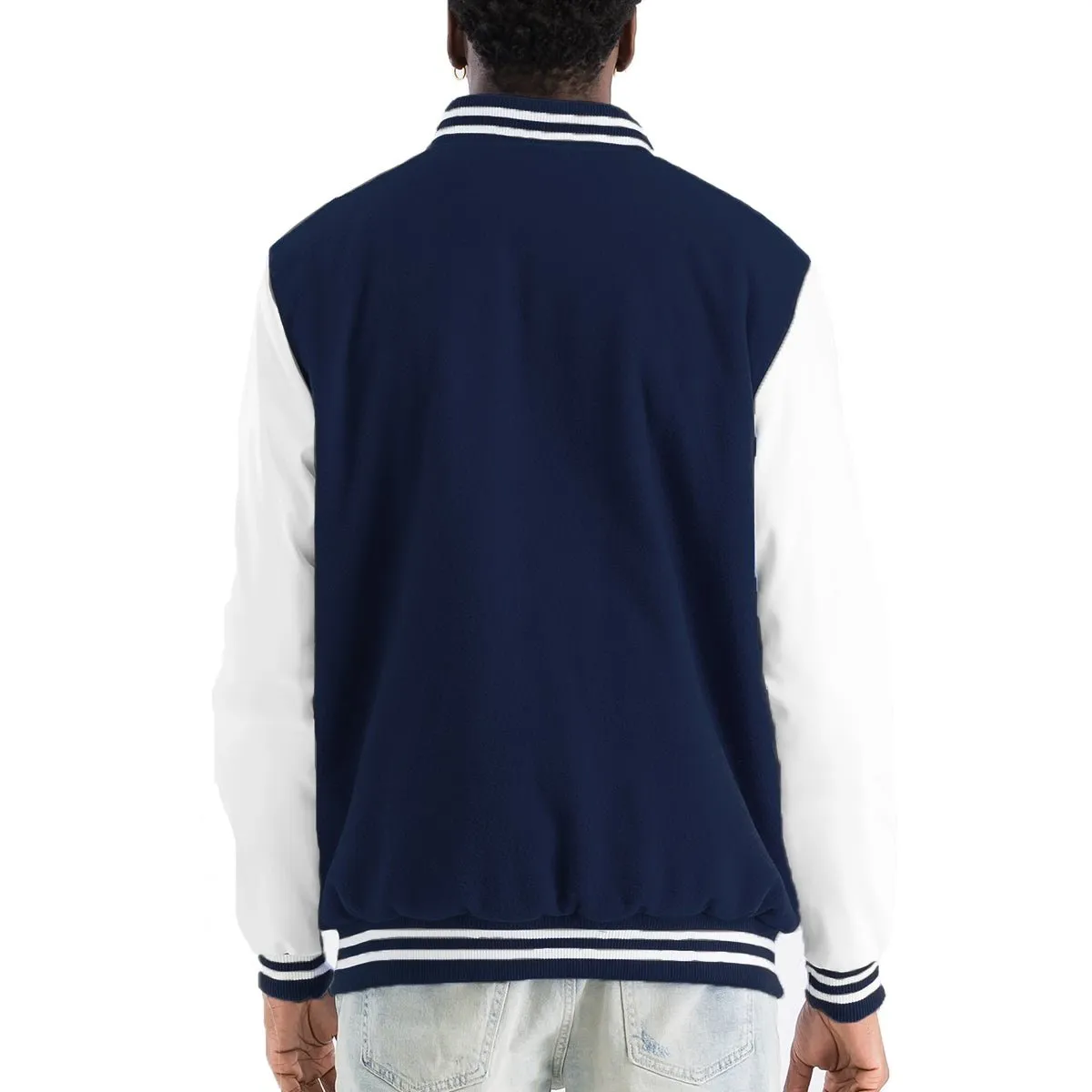 Navy Melton Varsity Jacket