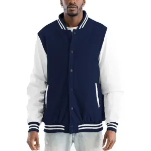 Navy Melton Varsity Jacket