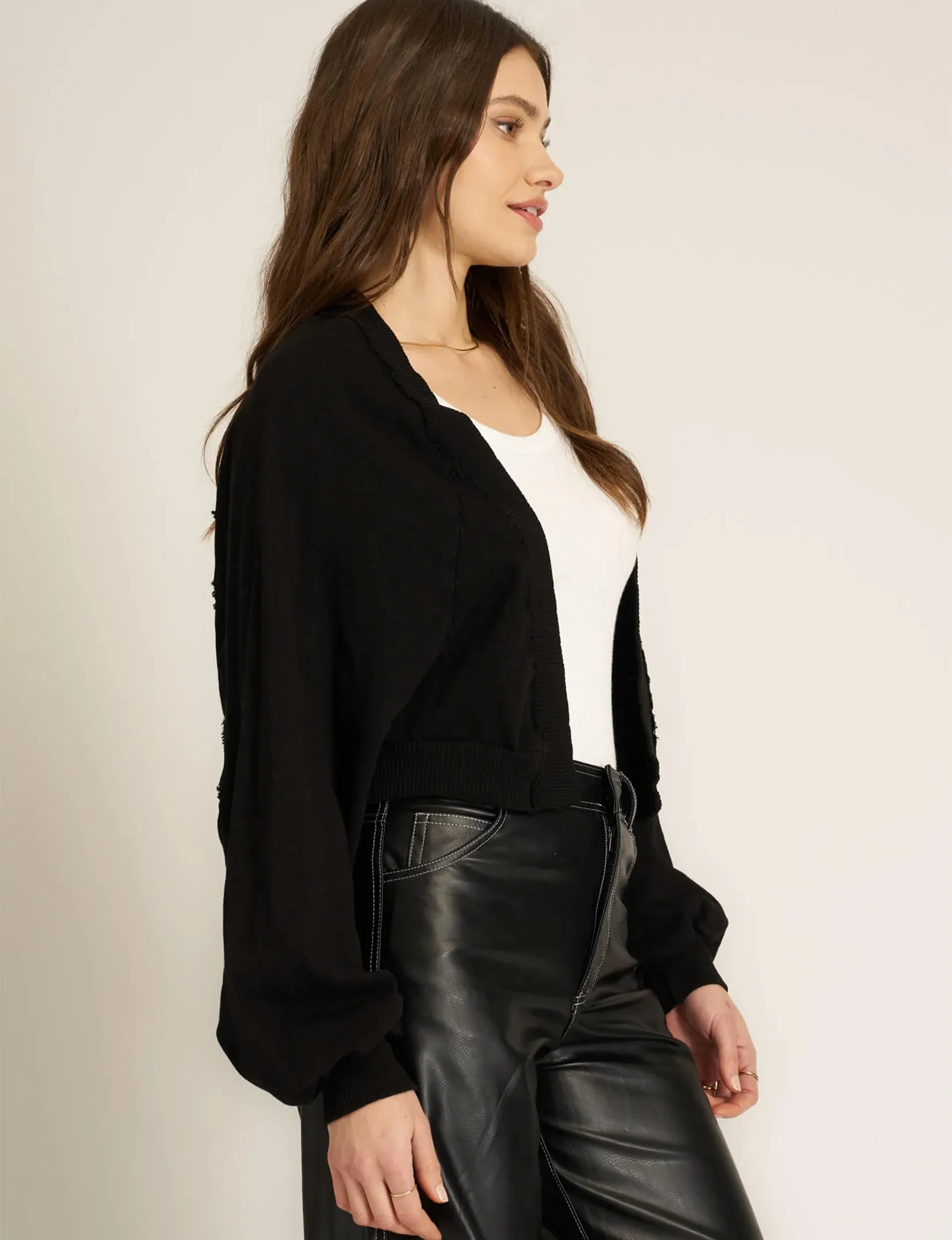 Nieves Seamed Shrug, Black