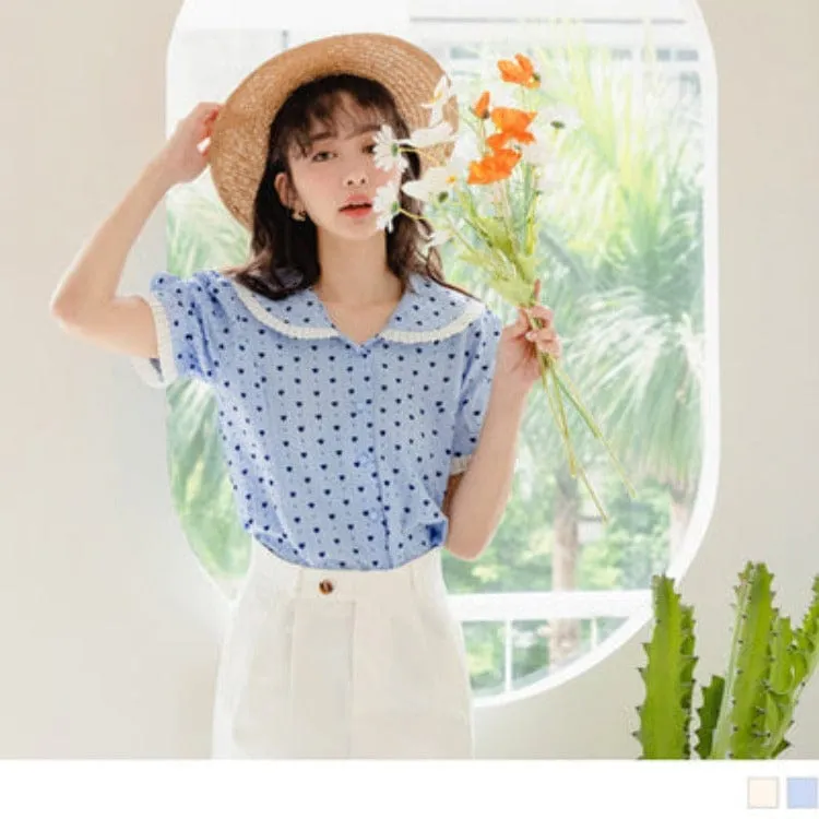 Elegant Puff Sleeve Doll Collar Top - OB Design