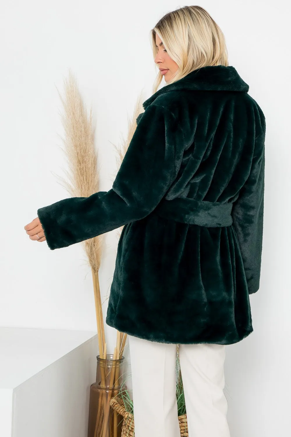 Open Front Faux Fur Coat