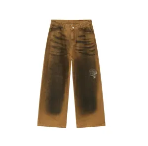 Orange To Black Faded Baggy Jeans