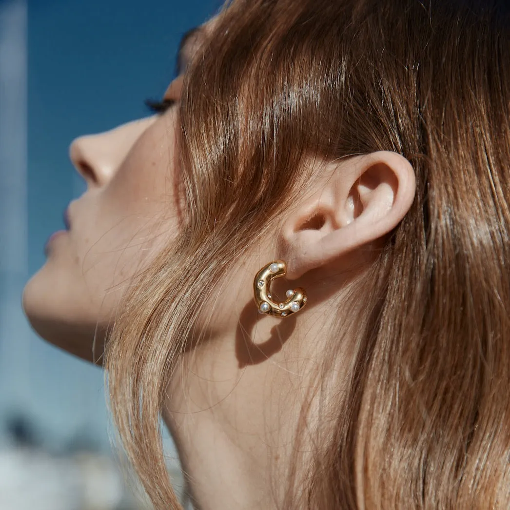 Palermo / Hoop Earrings / Pearl   Gold