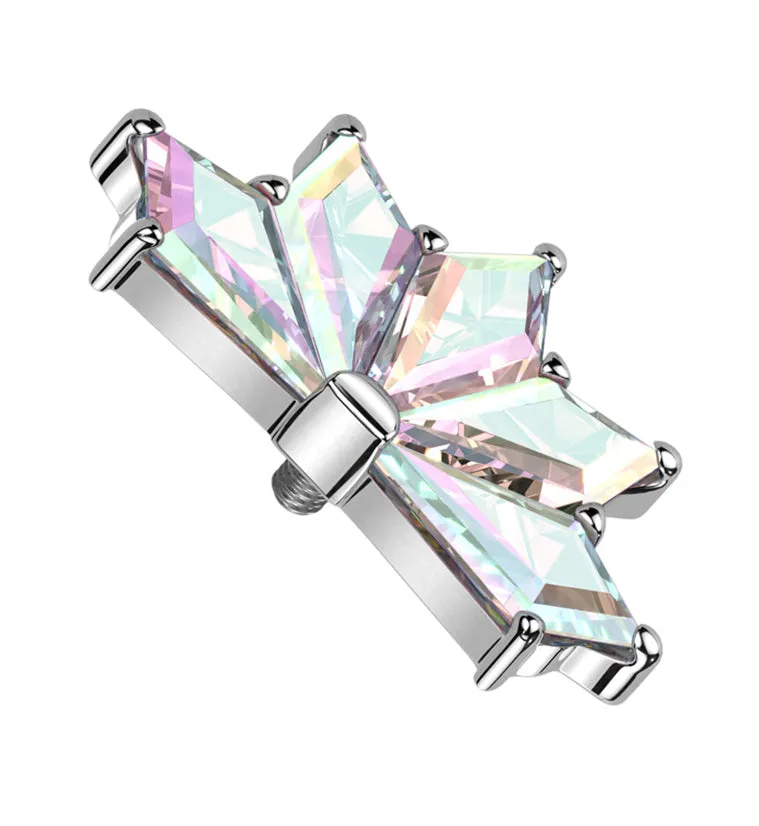 Petite Fan Rainbow Aurora CZ Internally Threaded Titanium Top