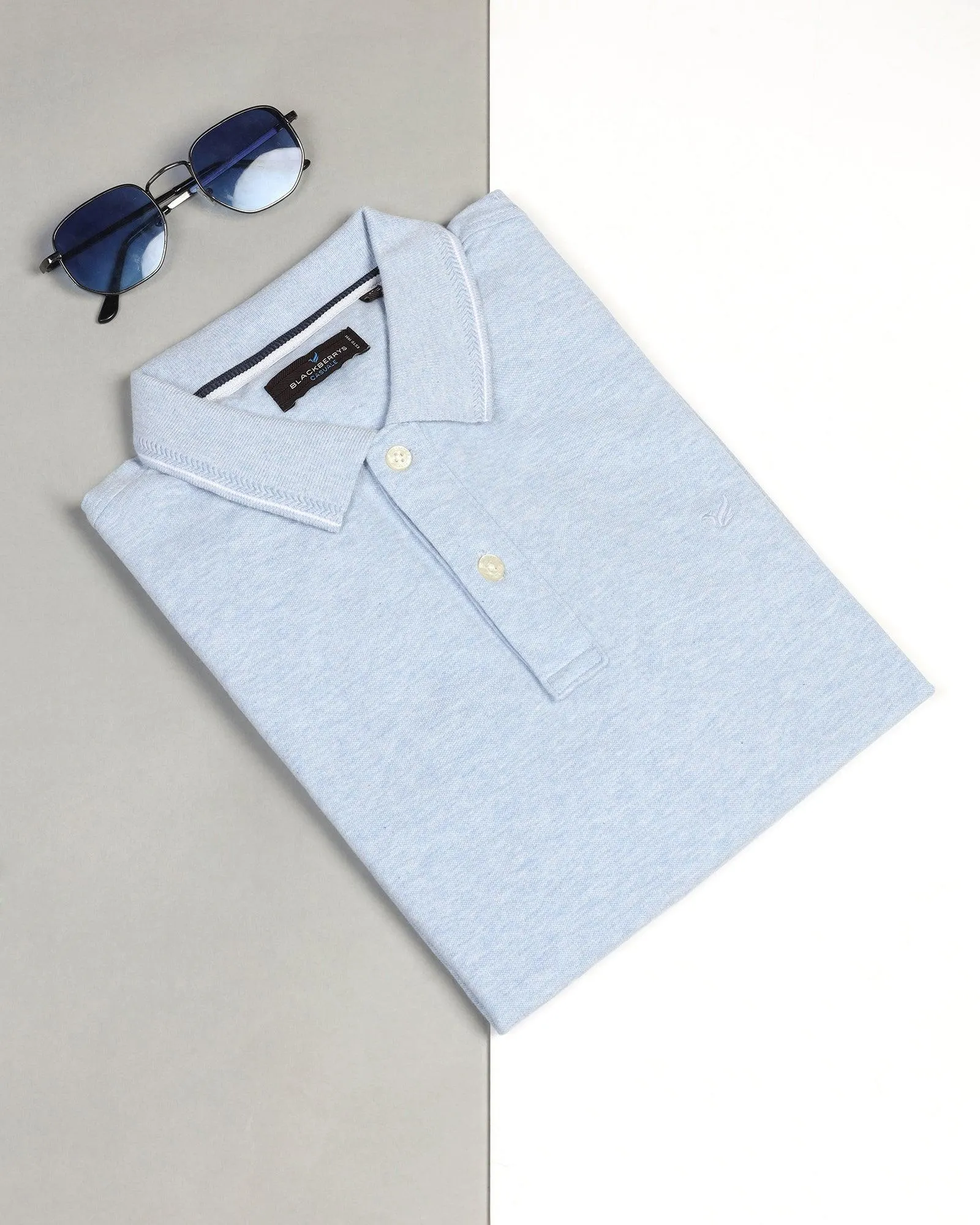 Polo Blue Melange Solid T-Shirt - Alec