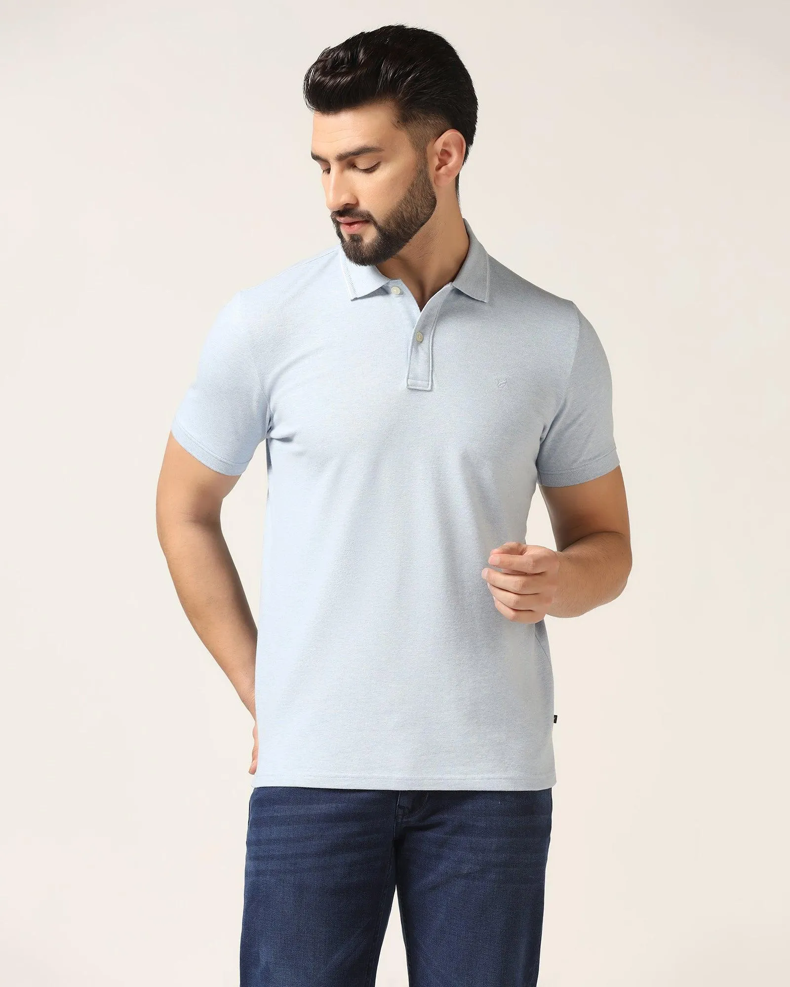 Polo Blue Melange Solid T-Shirt - Alec