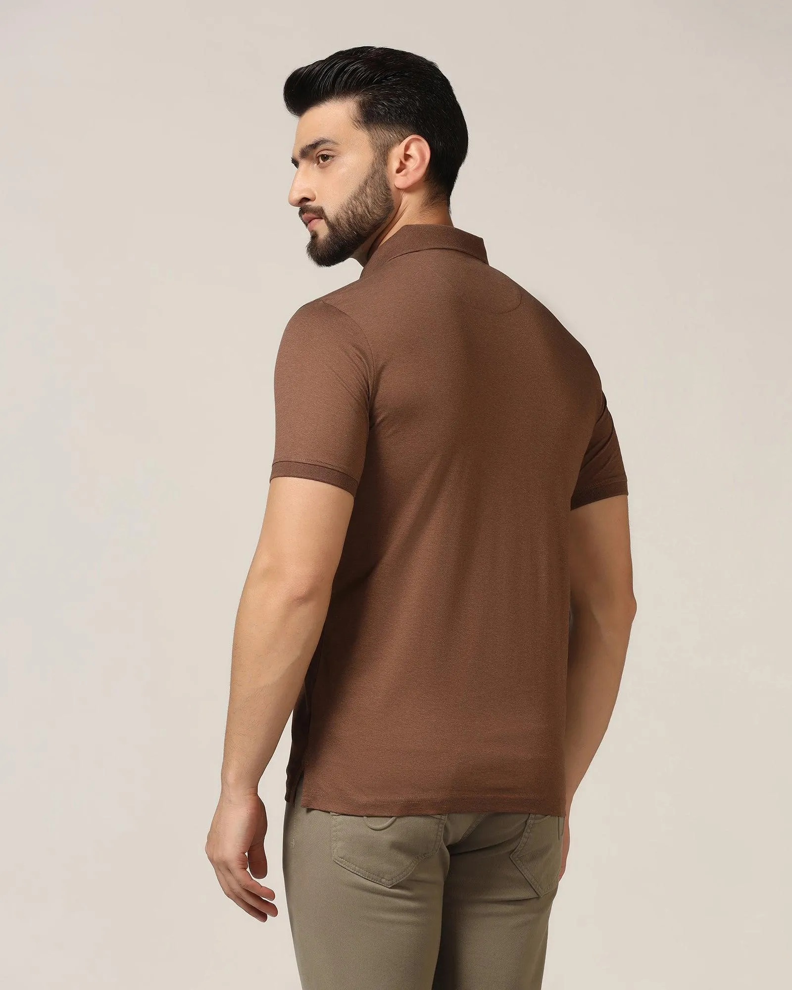 Polo Brown Melange Solid T-Shirt - Felix