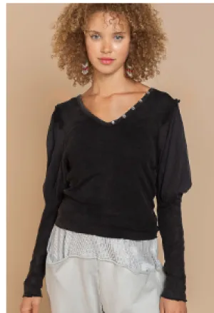 Puff Sleeve V-Neck Top