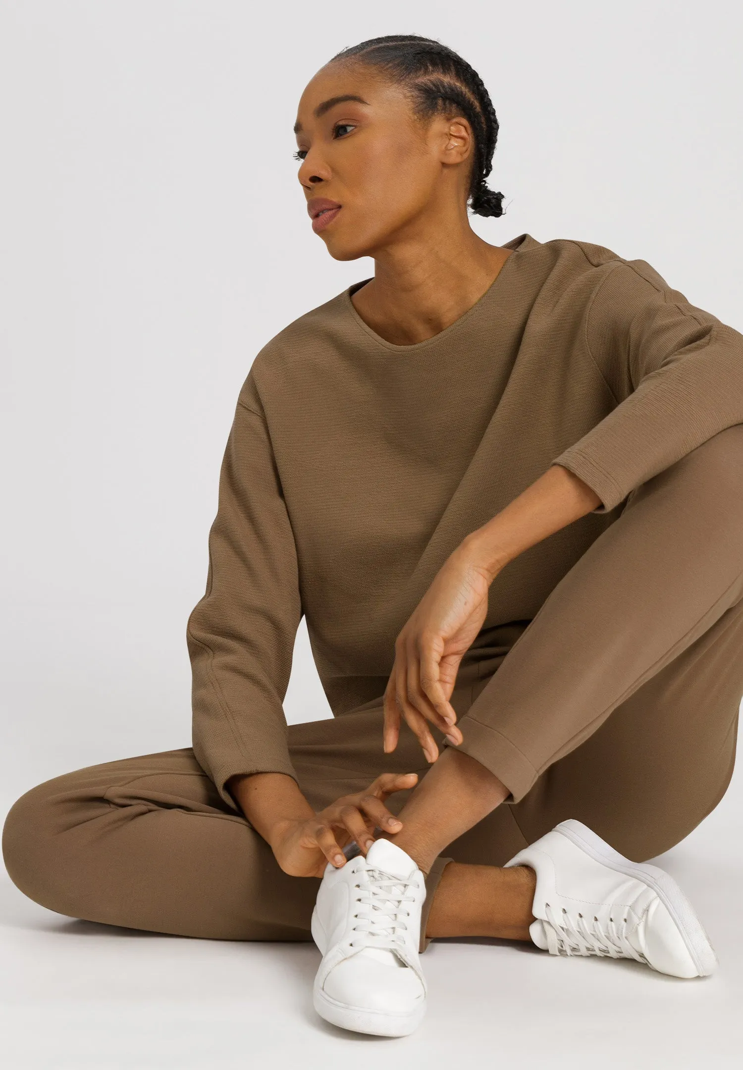 Pure Comfort Woven Cotton Pullover | Walnut 78678-2821