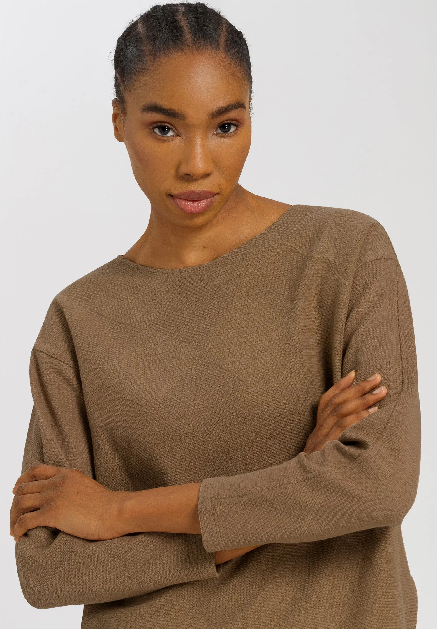 Pure Comfort Woven Cotton Pullover | Walnut 78678-2821