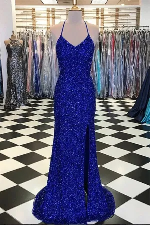 Royal Blue Sequin Mermaid Prom Dress Formal Evening Dresses