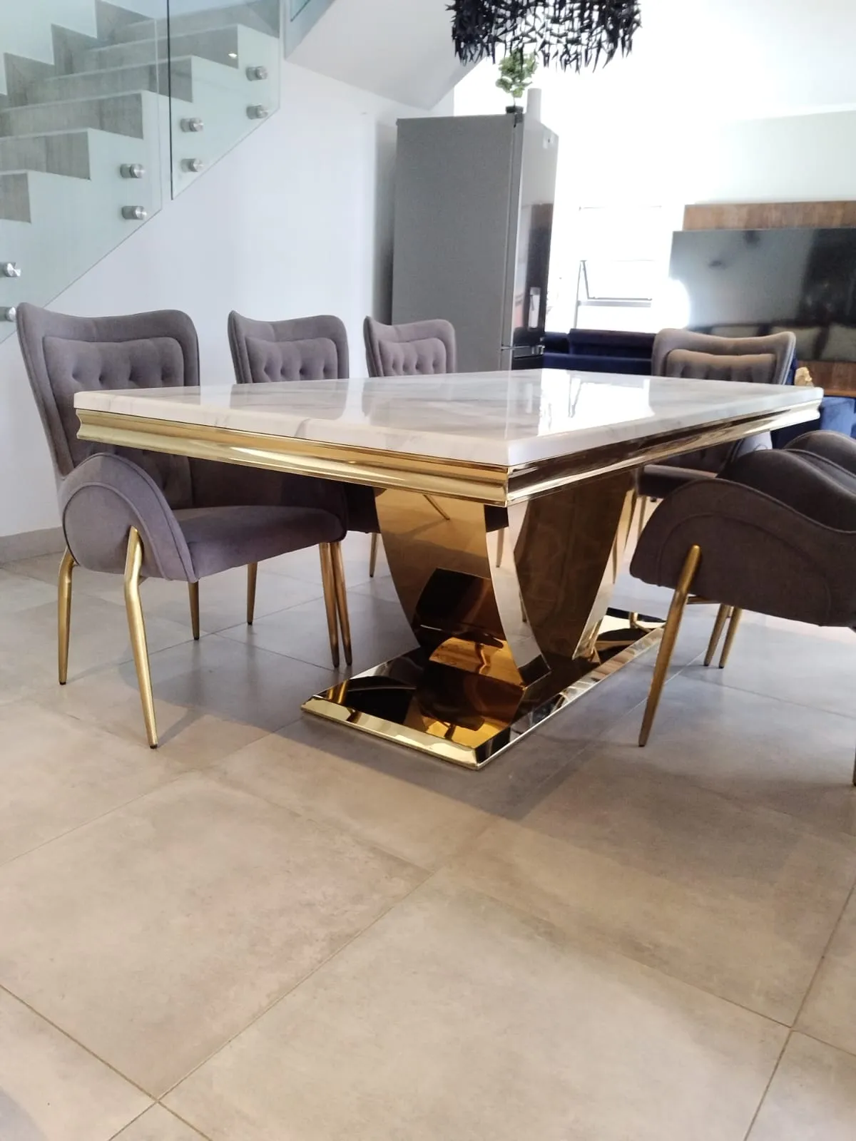 Sapphire Marble Dining Table (180 cm/200 cm) Gold or Silver available