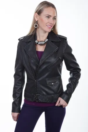 Scully Womens Black Lamb Studded Moto Jacket