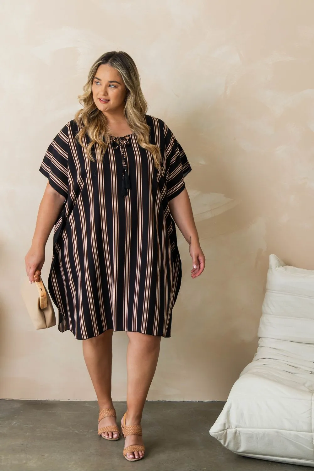 Short Kaftan Dress - Stella Stripe