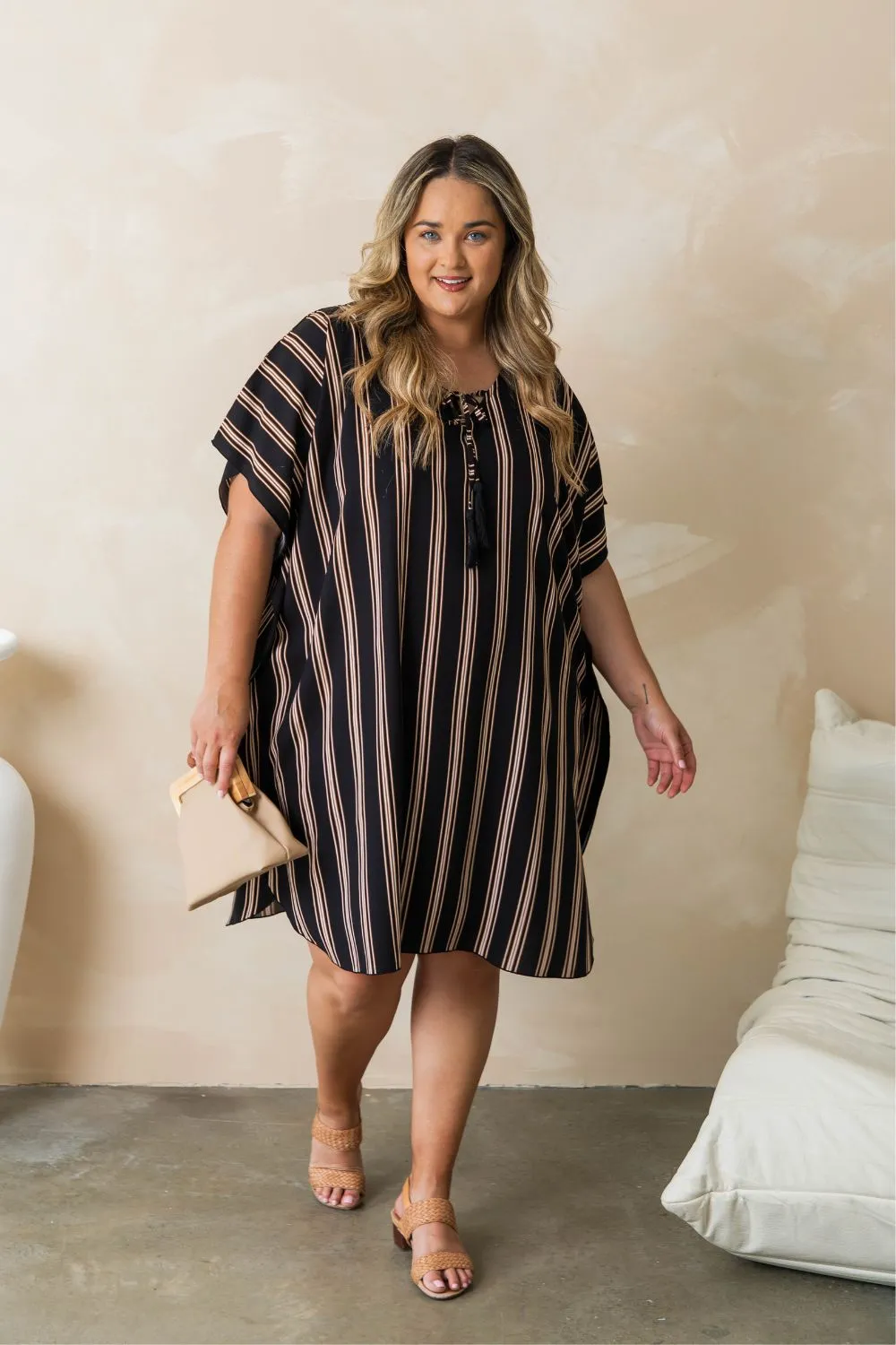 Short Kaftan Dress - Stella Stripe