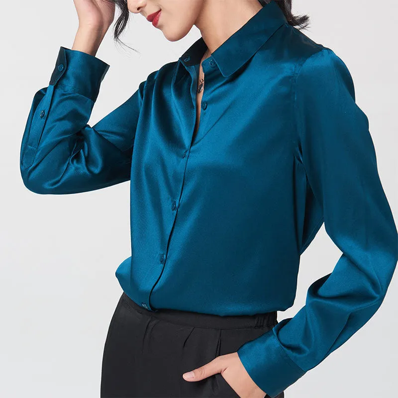 Silk long sleeve shirt women