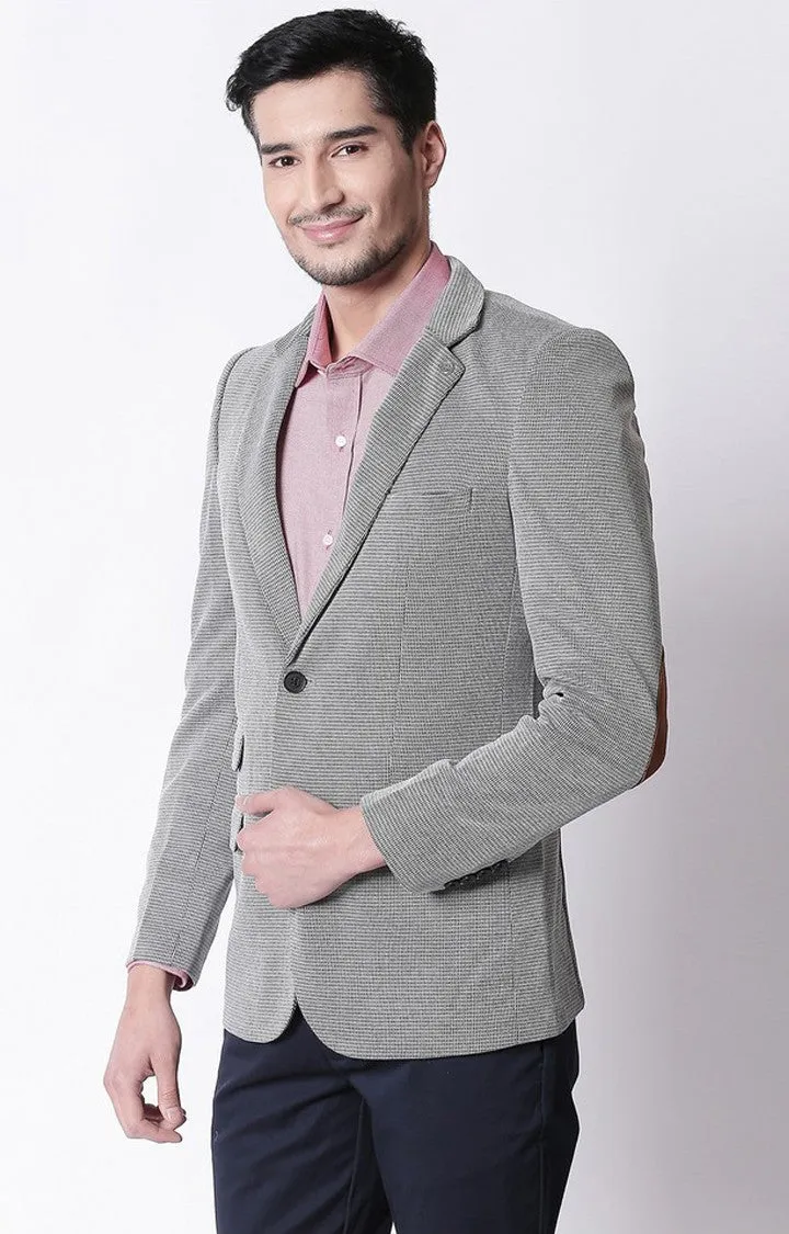 Spykar Dark Grey Printed Slim Fit Blazer