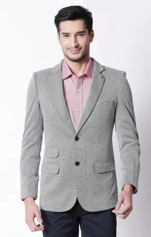 Spykar Dark Grey Printed Slim Fit Blazer