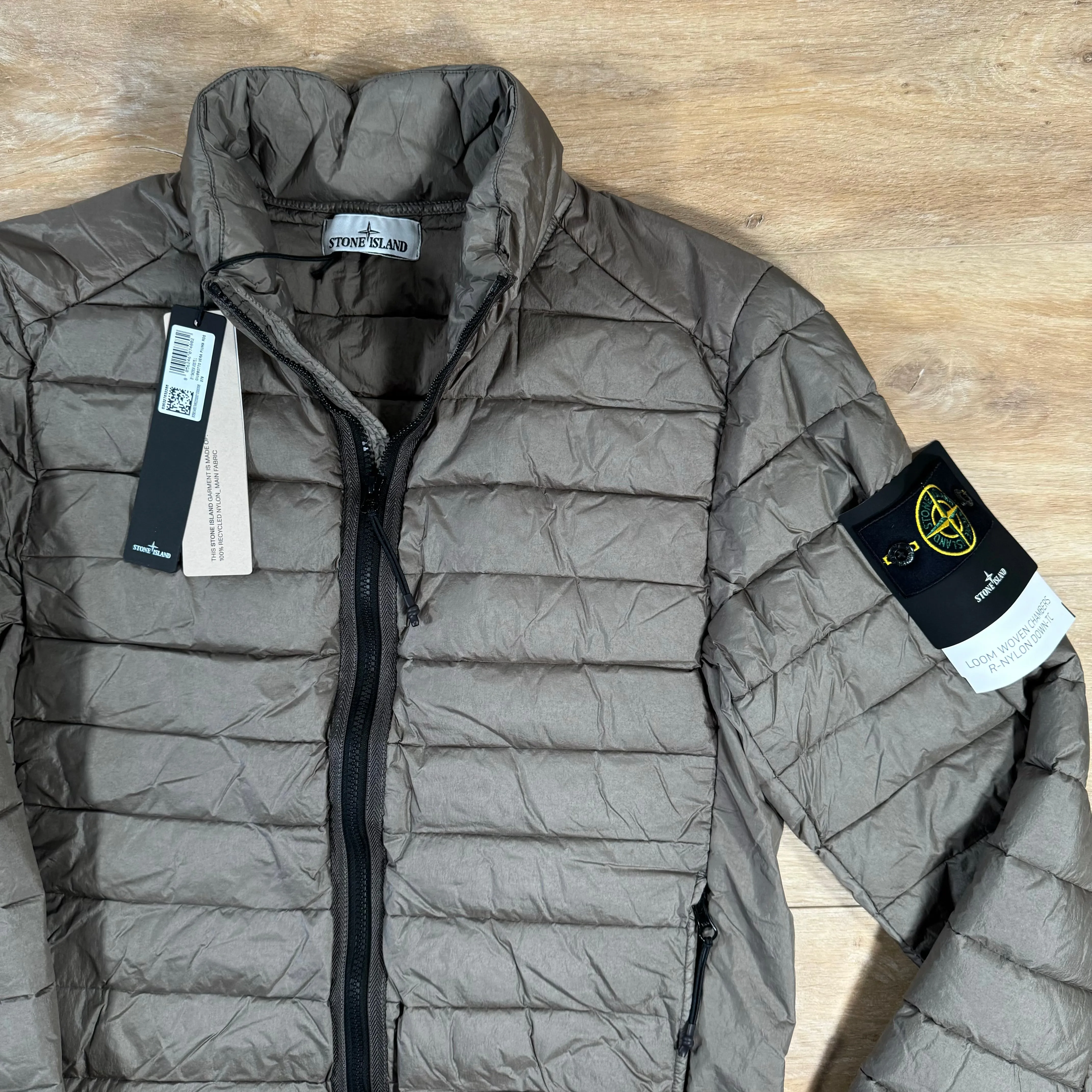 Stone Island Loom Woven Chambers Nylon Down-TC Jacket in Walnut Brown