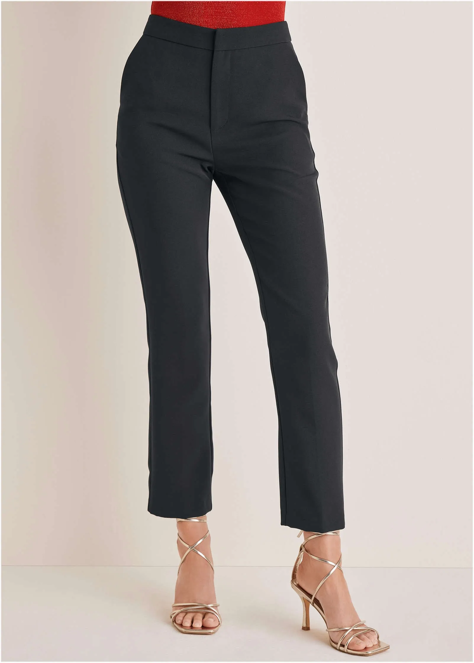 Straight Leg Suiting Pants - Black