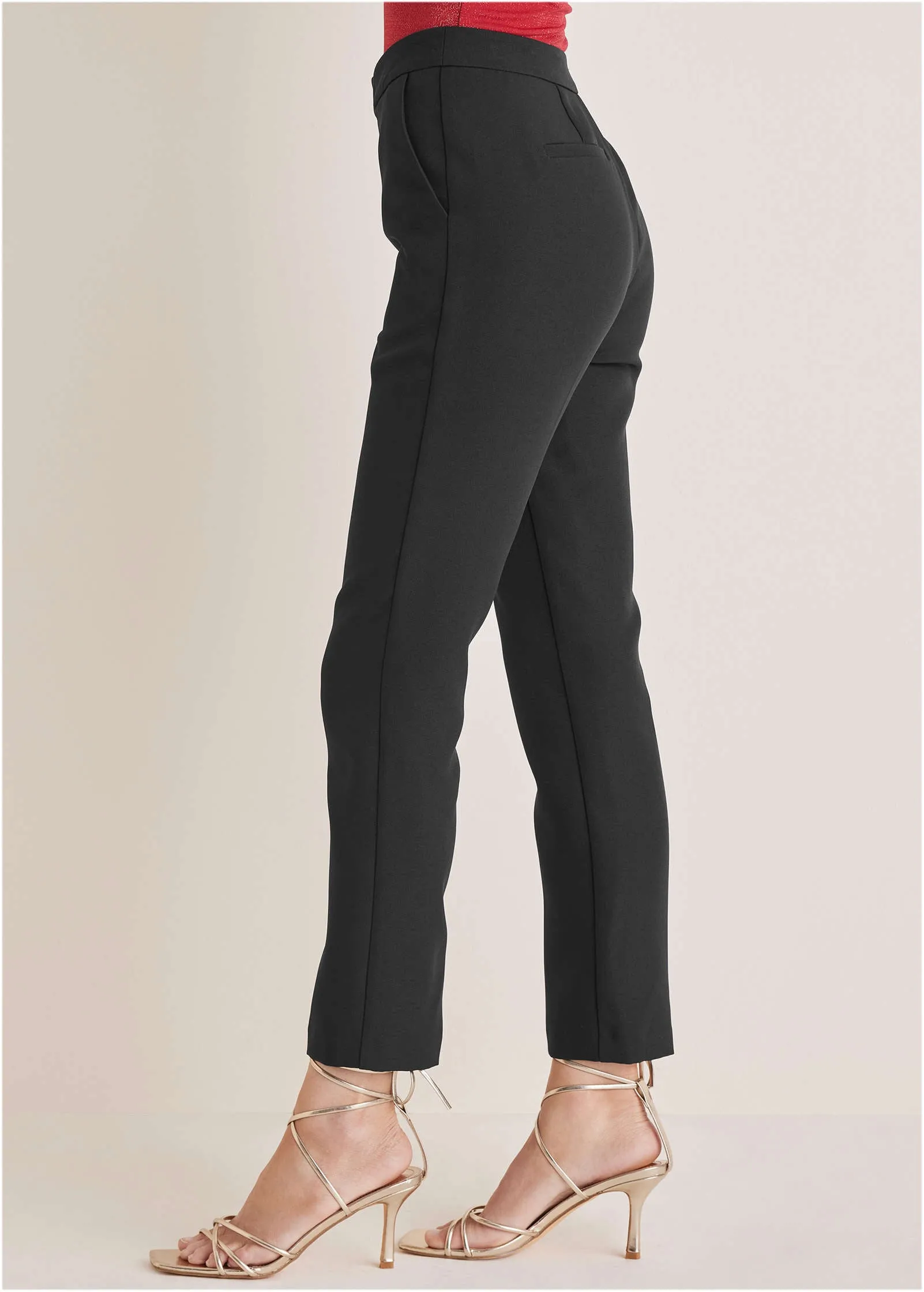 Straight Leg Suiting Pants - Black