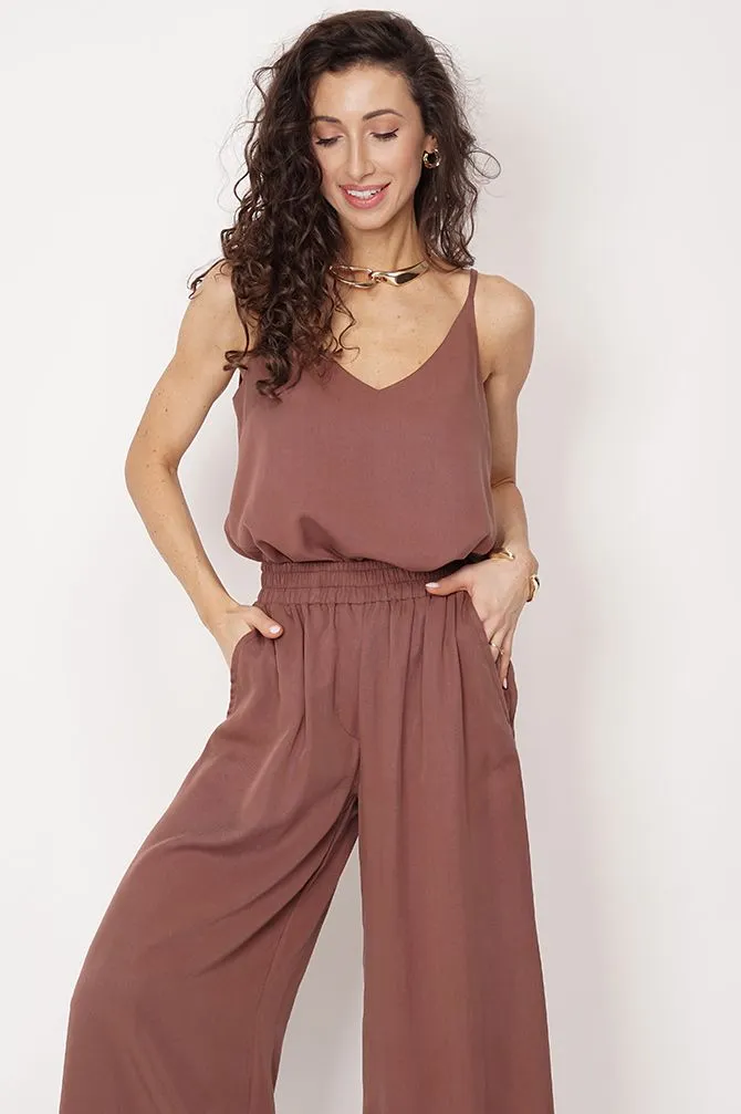 Tencel Sleeveless Top Brown