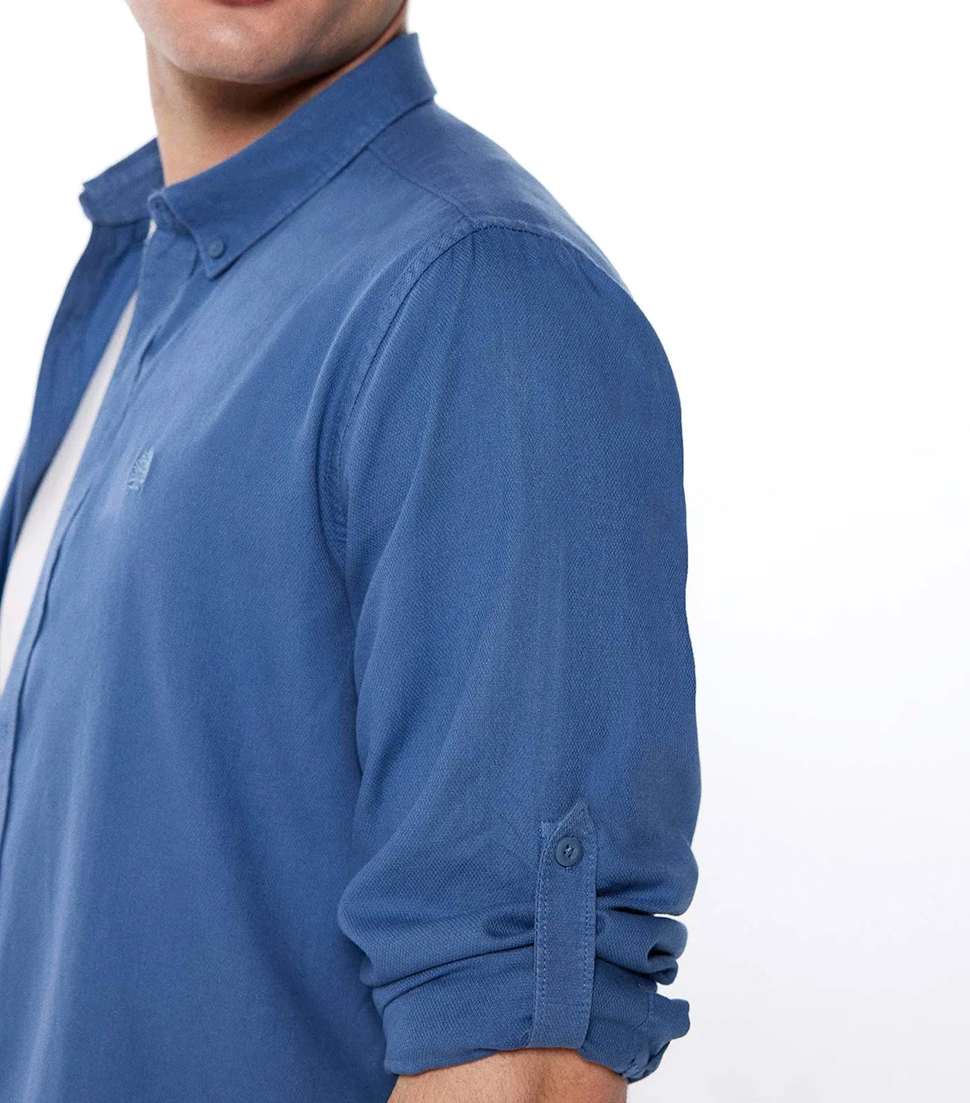 Textured Colored Shirt Blue