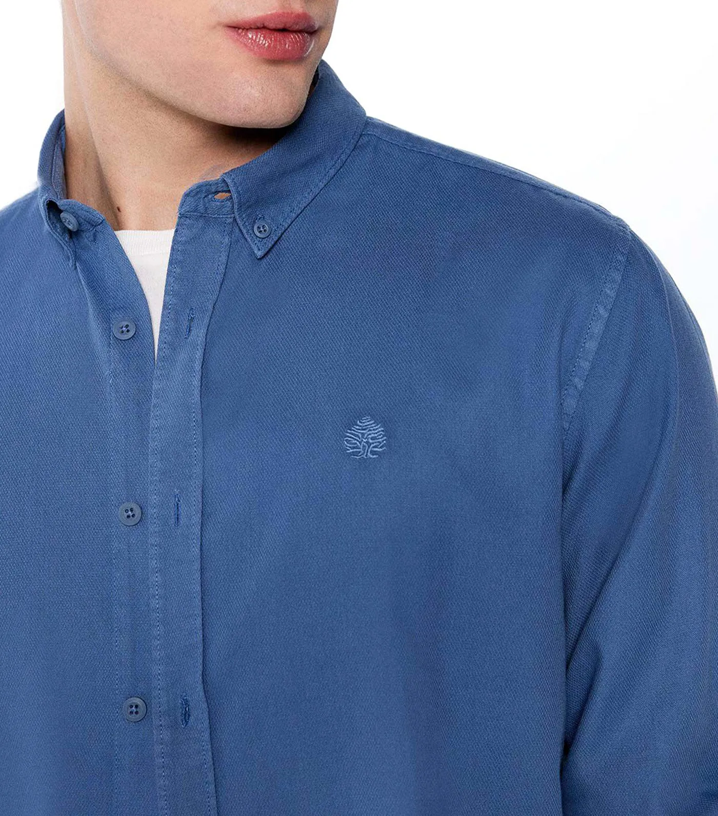 Textured Colored Shirt Blue