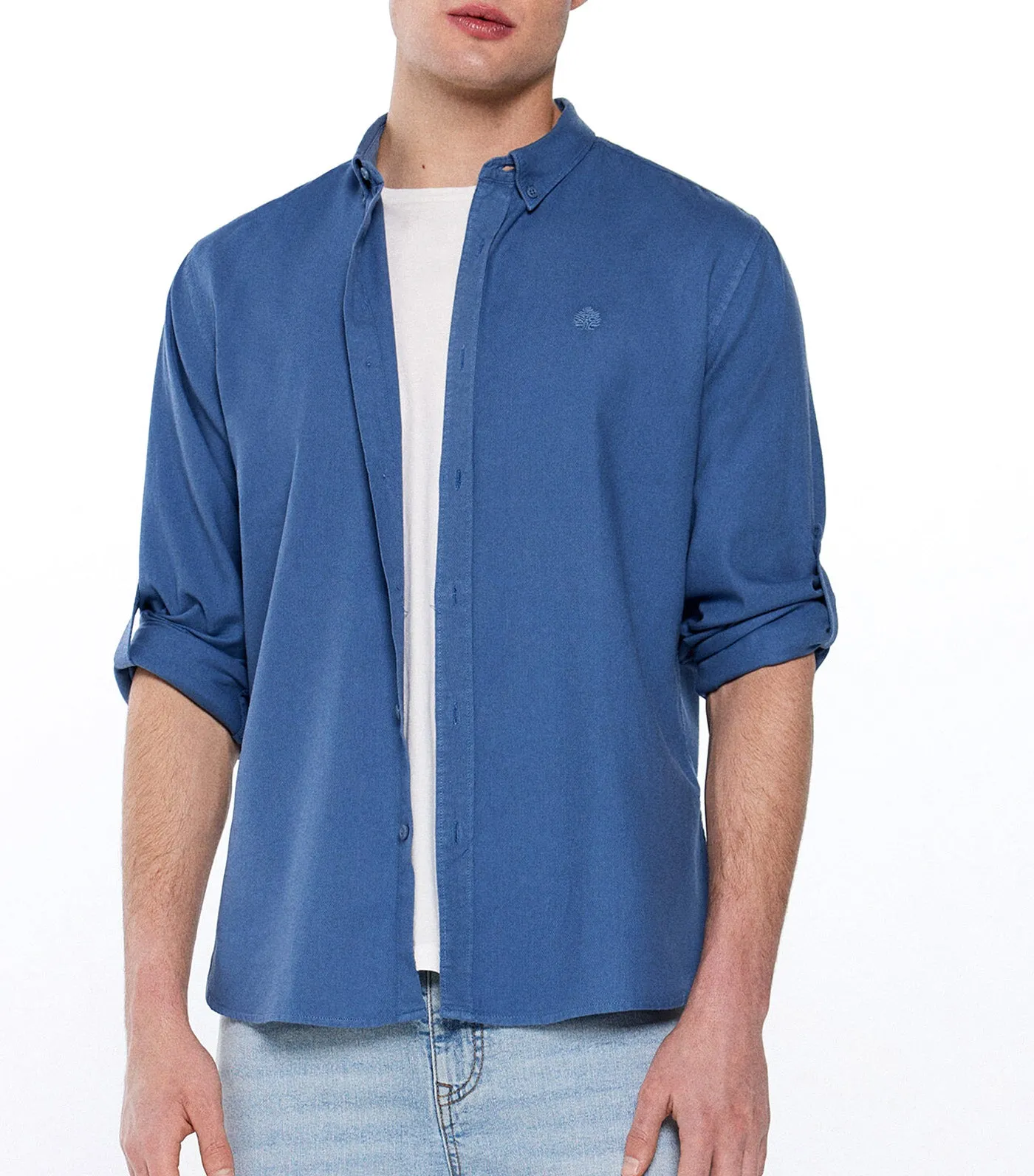 Textured Colored Shirt Blue