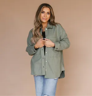 Timberlyn Button-down Shacket // Smokey Sage