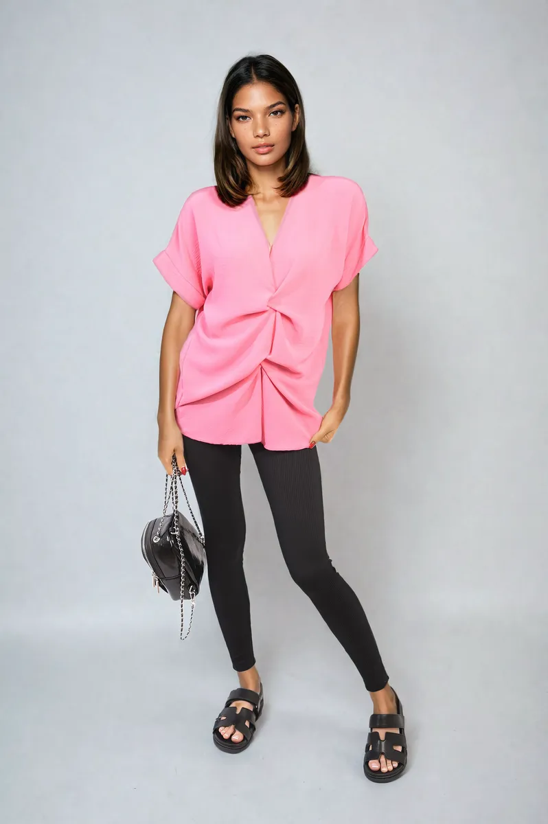 V-Neck Twist Front Top