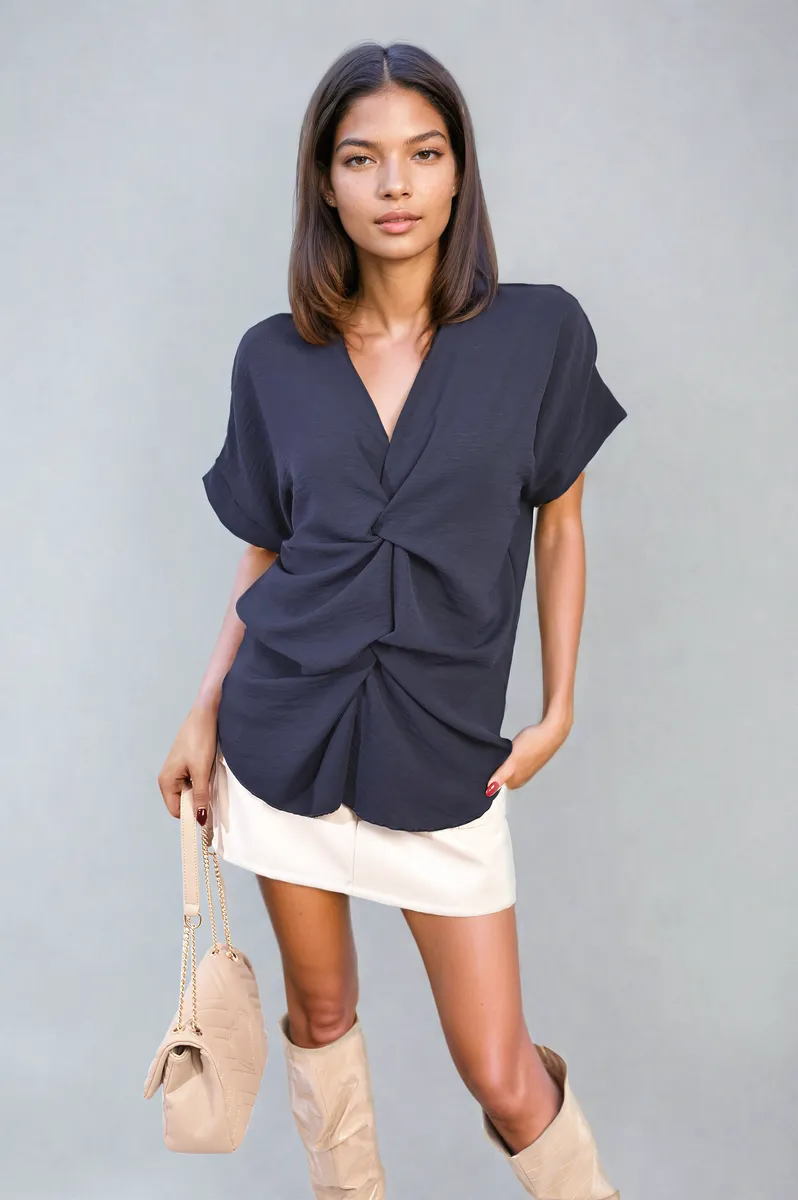 V-Neck Twist Front Top