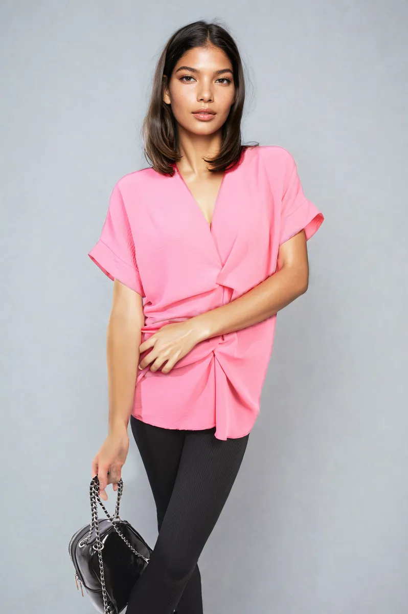 V-Neck Twist Front Top