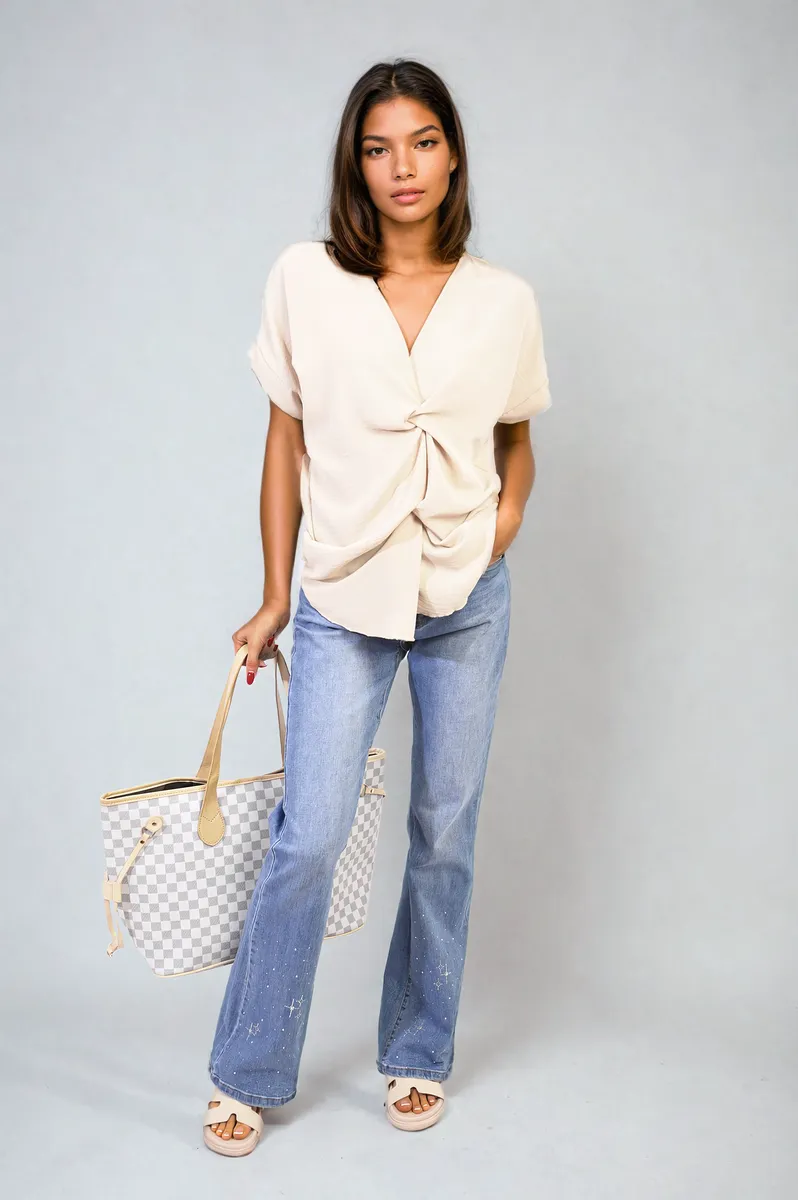 V-Neck Twist Front Top