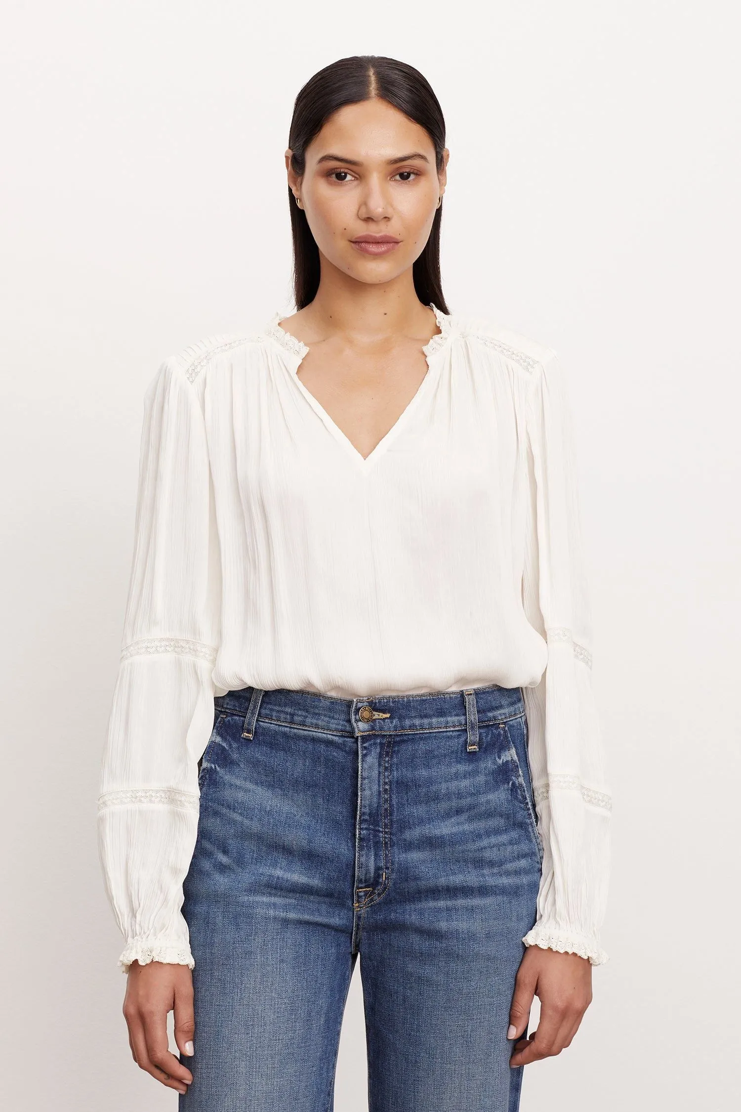 Velvet by Graham & Spencer Koren 06 Blouse | Ecru | Clearance Final Sale