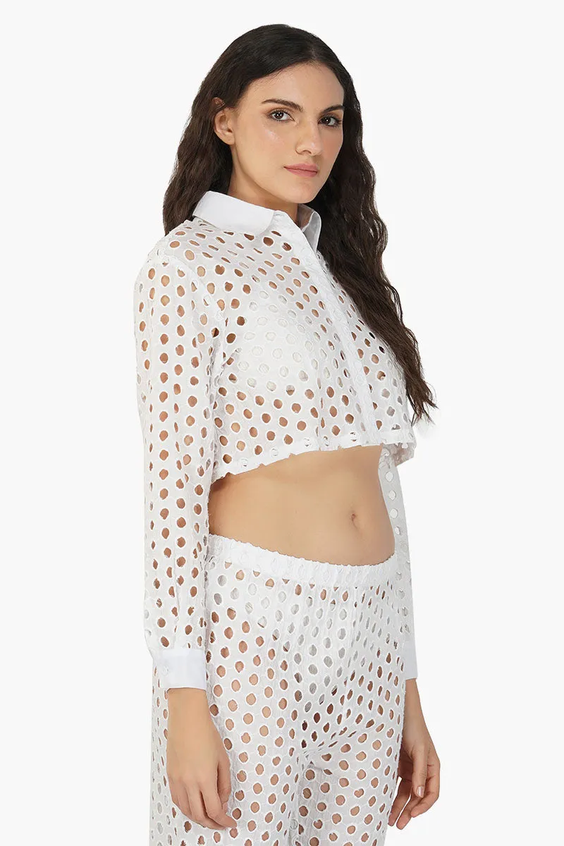 White Loop Crop Shirt