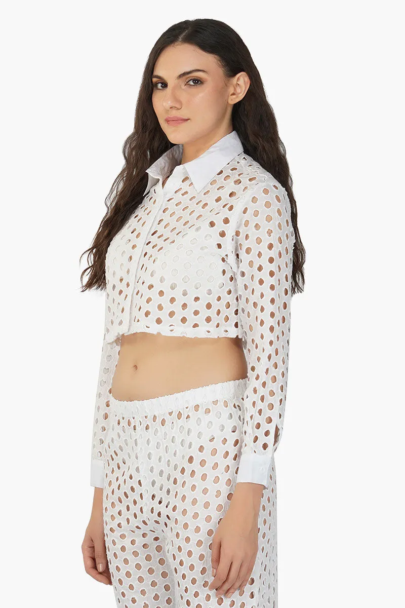 White Loop Crop Shirt